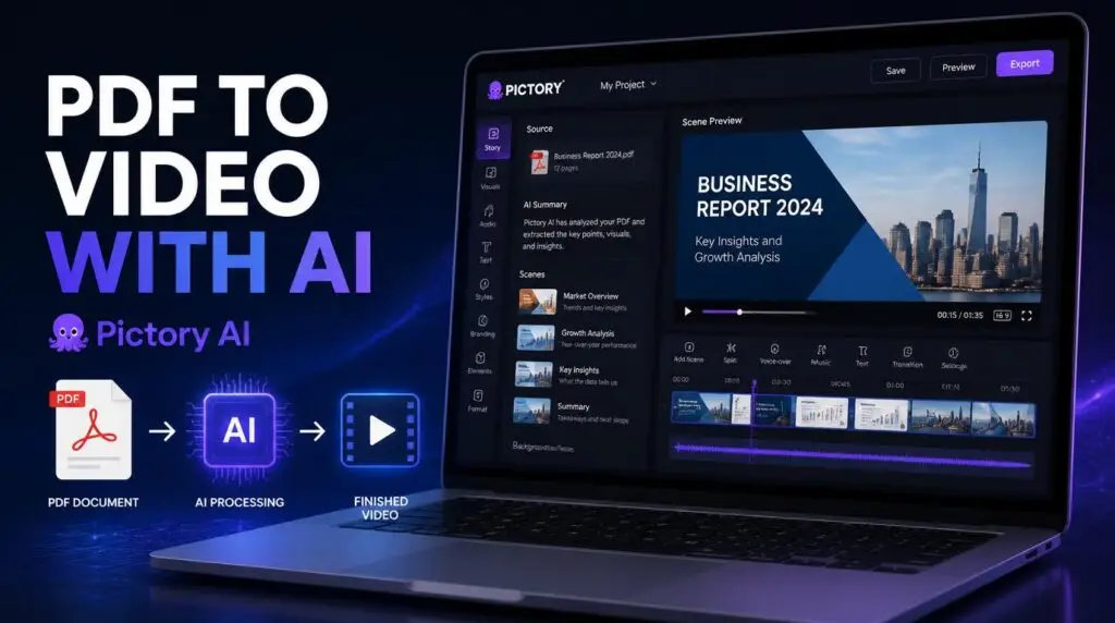 How to turn a PDF into a video with Pictory AI - step by step tutorial